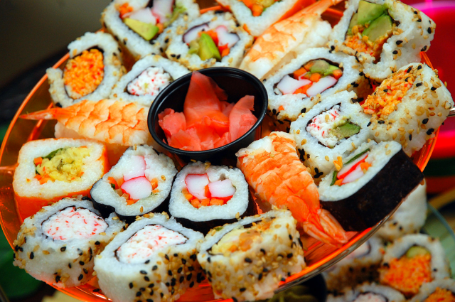 "I'd love to go out for dinner to get a sushi assortment plate" would be much more polite than, "I don't know, whatever." Can't you just taste the specificity? Image courtesy of Wikipedia.